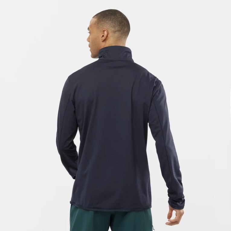 Navy Salomon Essential Lightwarm Half Zip Men's Sweatshirt | PH 21640M